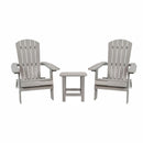Set Of Two Riviera Folding Adirondack Patio Chairs With Matching Outdoor Side Table