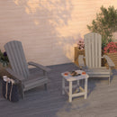 Set Of Two Riviera Folding Adirondack Patio Chairs With Matching Outdoor Side Table