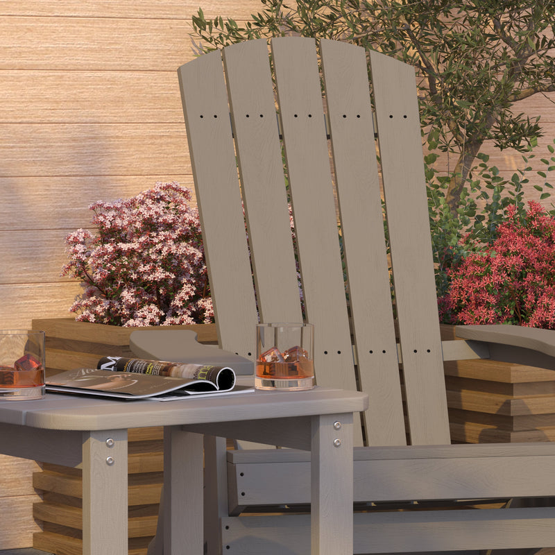 Set Of Two Riviera Folding Adirondack Patio Chairs With Matching Outdoor Side Table