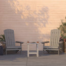 Set Of Two Riviera Folding Adirondack Patio Chairs With Matching Outdoor Side Table