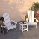 Set Of Two Riviera Folding Adirondack Patio Chairs With Matching Outdoor Side Table