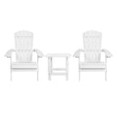 Set Of Two Riviera Folding Adirondack Patio Chairs With Matching Outdoor Side Table