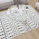 Ivory Bohemian Low Pile Rug with Geometric Design