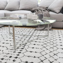 Ivory Bohemian Low Pile Rug with Geometric Design