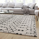 Ivory Bohemian Low Pile Rug with Geometric Design