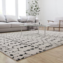 Ivory Bohemian Low Pile Rug with Geometric Design