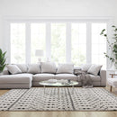 Ivory Bohemian Low Pile Rug with Geometric Design