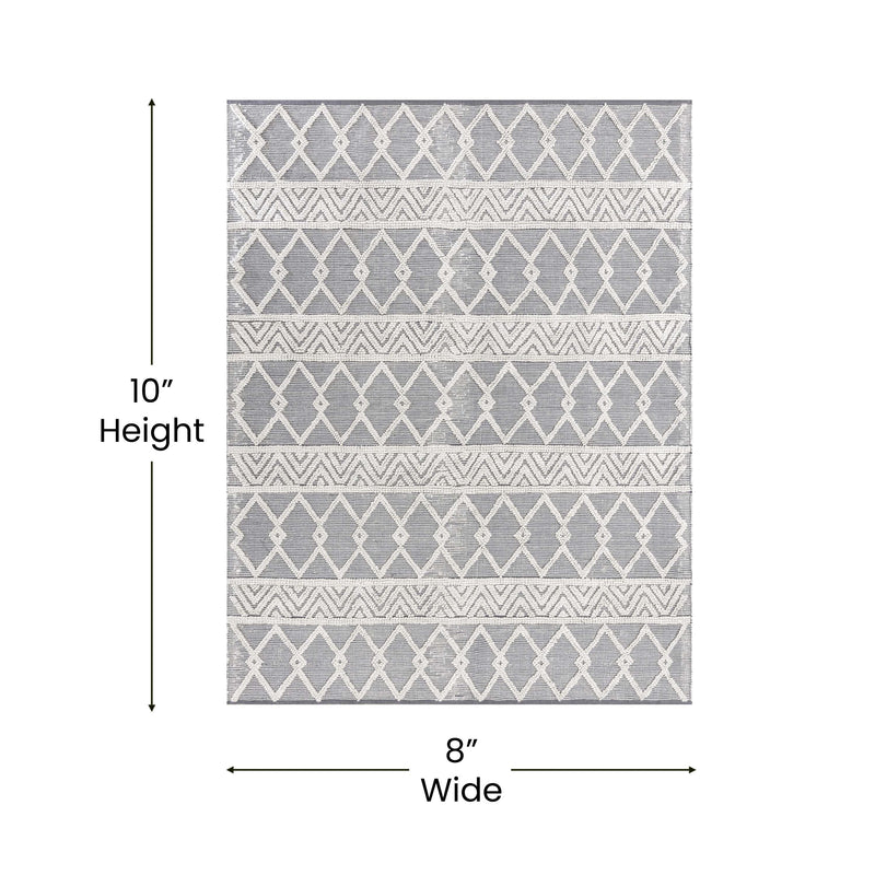 Adelina Handwoven Area Rug Cotton/Polyester Blend in Gray and Ivory Geometric Diamond Pattern