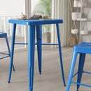 Retta Bar Height Patio Dining Table with Metal Frame and 23.75" Square Top