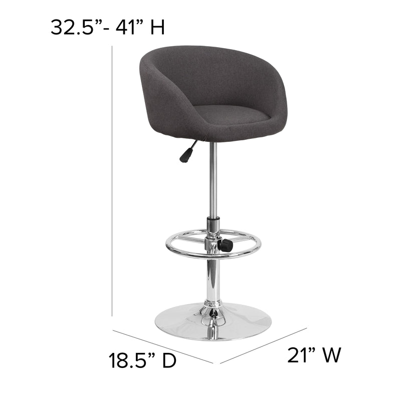 Valencia Bucket Seat Bar and Dining Stool with 360 Swivel, Adjustable Height and Chrome Footrest
