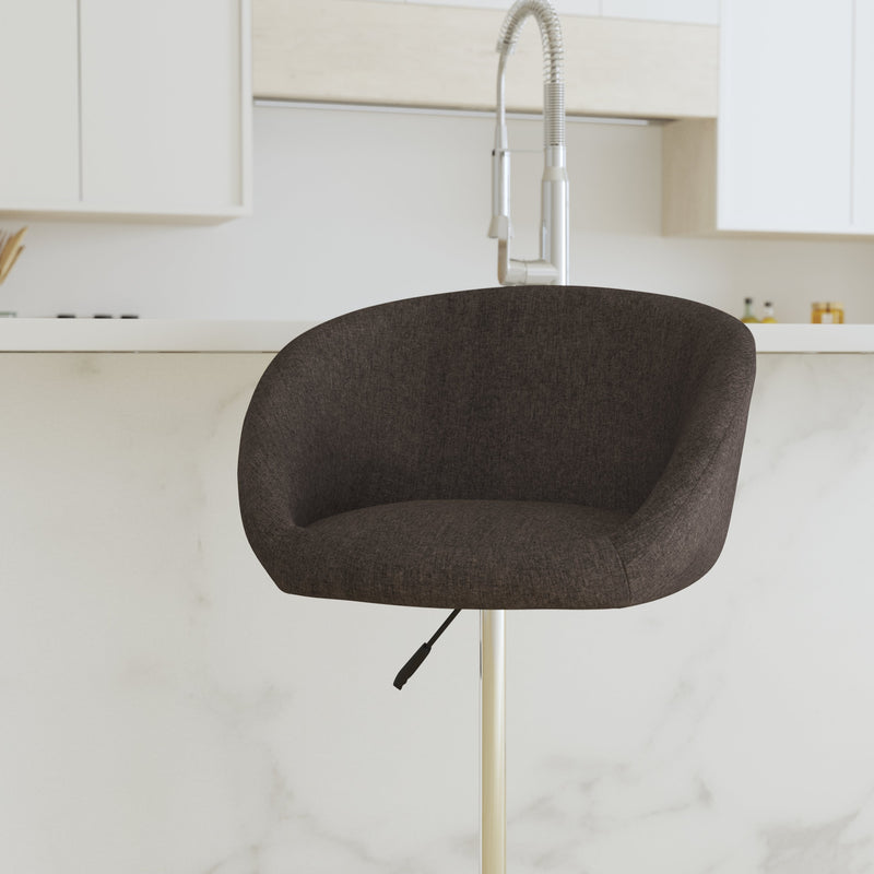 Valencia Bucket Seat Bar and Dining Stool with 360 Swivel, Adjustable Height and Chrome Footrest