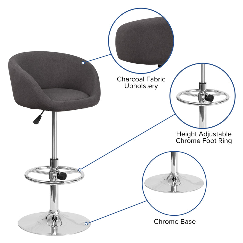 Valencia Bucket Seat Bar and Dining Stool with 360 Swivel, Adjustable Height and Chrome Footrest