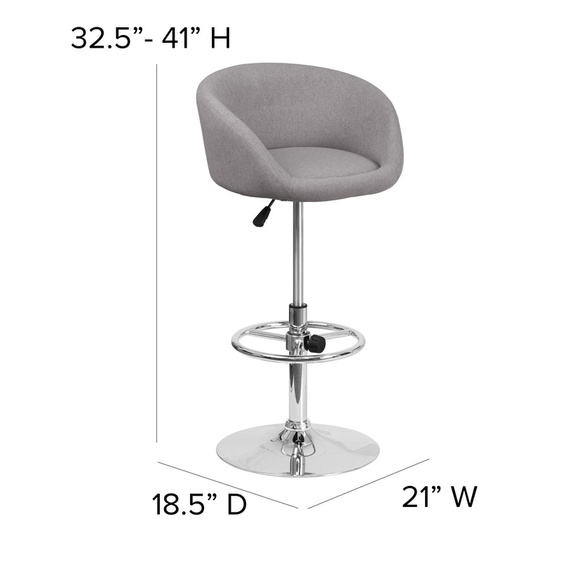 Valencia Bucket Seat Bar and Dining Stool with 360 Swivel, Adjustable Height and Chrome Footrest