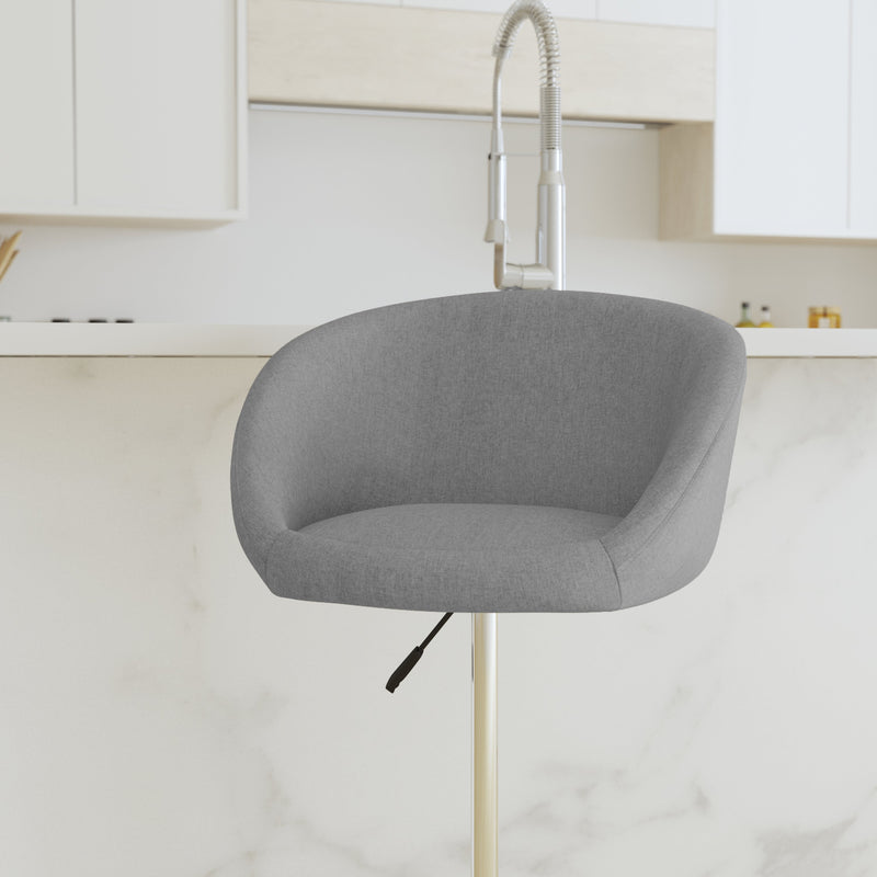 Valencia Bucket Seat Bar and Dining Stool with 360 Swivel, Adjustable Height and Chrome Footrest