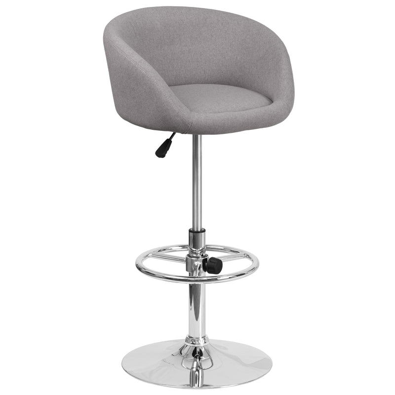 Valencia Bucket Seat Bar and Dining Stool with 360 Swivel, Adjustable Height and Chrome Footrest