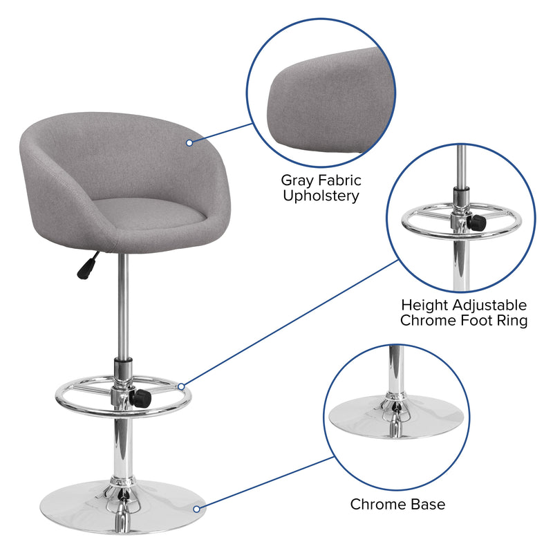 Valencia Bucket Seat Bar and Dining Stool with 360 Swivel, Adjustable Height and Chrome Footrest