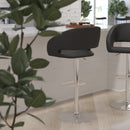 Rothko Contemporary Adjustable Height Barstool with Rounded Mid-Back and Gold Base