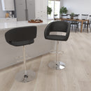 Rothko Contemporary Adjustable Height Barstool with Rounded Mid-Back and Gold Base