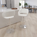 Rothko Contemporary Adjustable Height Barstool with Rounded Mid-Back and Gold Base