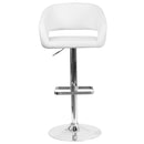 Rothko Contemporary Adjustable Height Barstool with Rounded Mid-Back and Gold Base