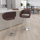 Rothko Contemporary Adjustable Height Barstool with Rounded Mid-Back and Gold Base