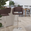 Rothko Contemporary Adjustable Height Barstool with Rounded Mid-Back and Gold Base