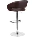 Rothko Contemporary Adjustable Height Barstool with Rounded Mid-Back and Gold Base