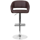 Rothko Contemporary Adjustable Height Barstool with Rounded Mid-Back and Gold Base