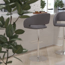 Rothko Contemporary Adjustable Height Barstool with Rounded Mid-Back and Gold Base