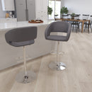 Rothko Contemporary Adjustable Height Barstool with Rounded Mid-Back and Gold Base