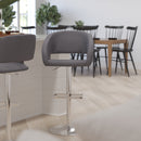 Rothko Contemporary Adjustable Height Barstool with Rounded Mid-Back and Gold Base