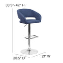 Rothko Modern Bar Stool Rounded Mid-Back Stool With Height Adjustable Swivel Seat