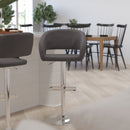 Rothko Modern Bar Stool Rounded Mid-Back Stool With Height Adjustable Swivel Seat