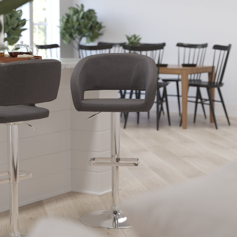 Rothko Modern Bar Stool Rounded Mid-Back Stool With Height Adjustable Swivel Seat