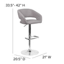 Rothko Modern Bar Stool Rounded Mid-Back Stool With Height Adjustable Swivel Seat