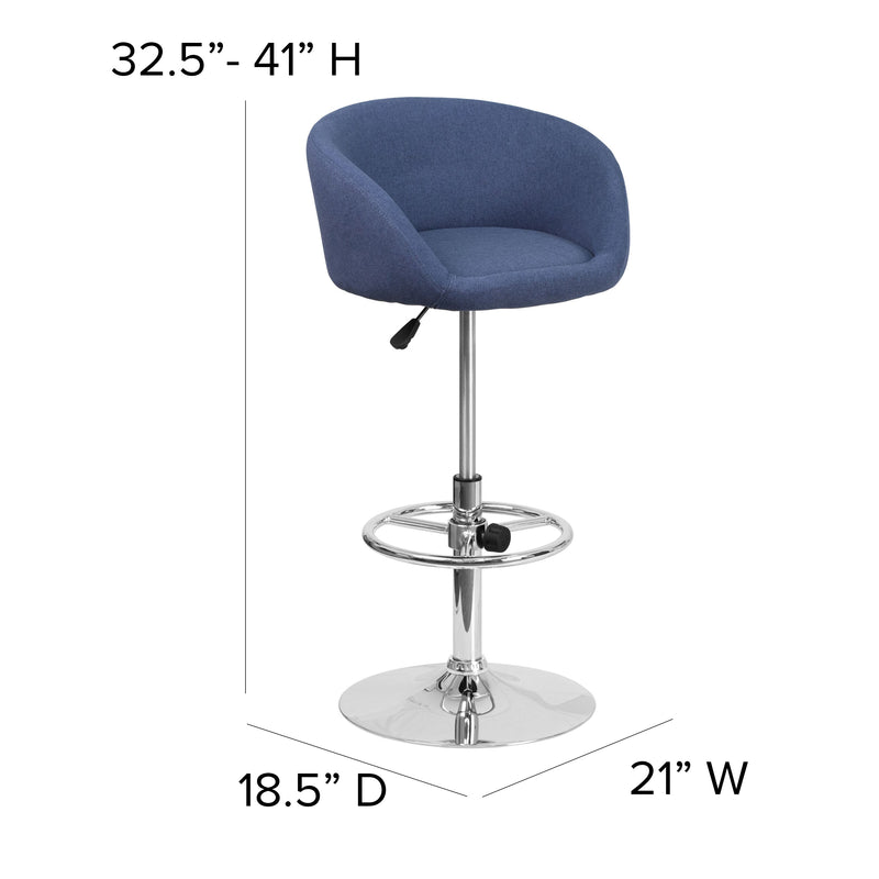 Valencia Bucket Seat Bar and Dining Stool with 360 Swivel, Adjustable Height and Chrome Footrest