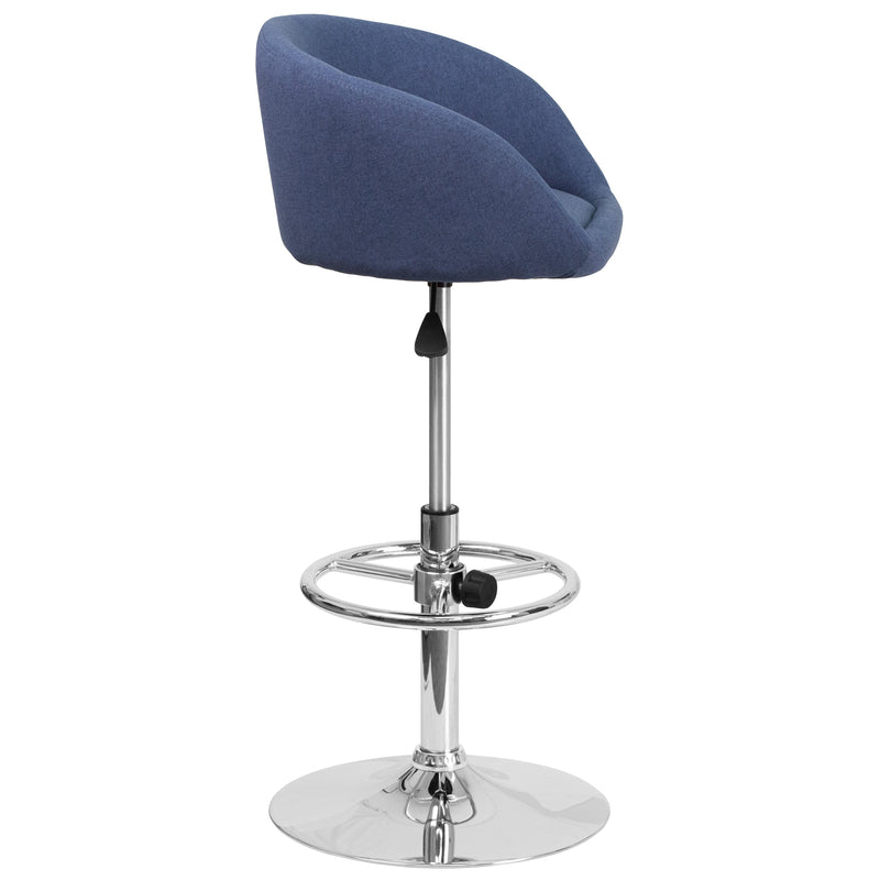Valencia Bucket Seat Bar and Dining Stool with 360 Swivel, Adjustable Height and Chrome Footrest