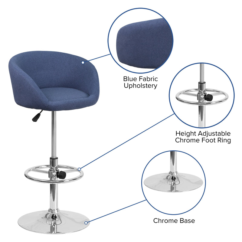 Valencia Bucket Seat Bar and Dining Stool with 360 Swivel, Adjustable Height and Chrome Footrest