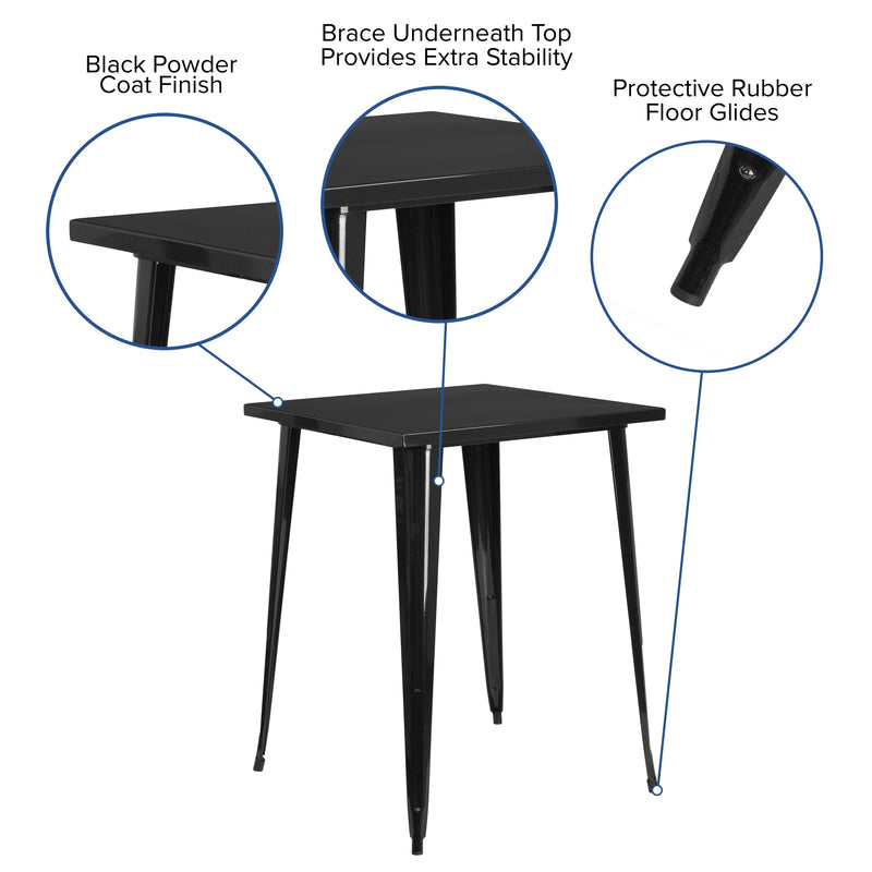 Rothko Bar Height Patio Dining Table with Metal Frame and 31.5" Square Top