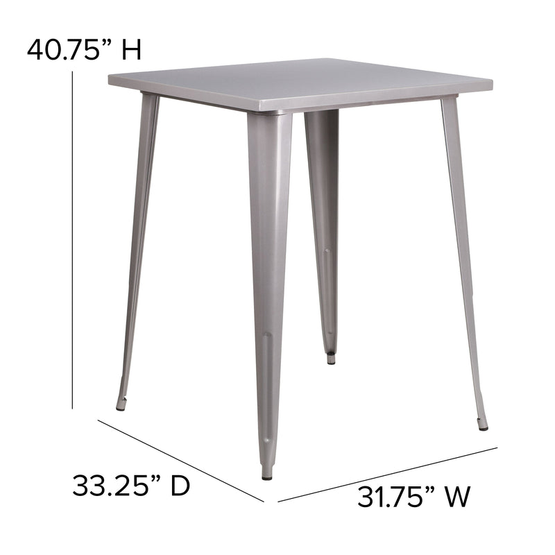 Rothko Bar Height Patio Dining Table with Metal Frame and 31.5" Square Top