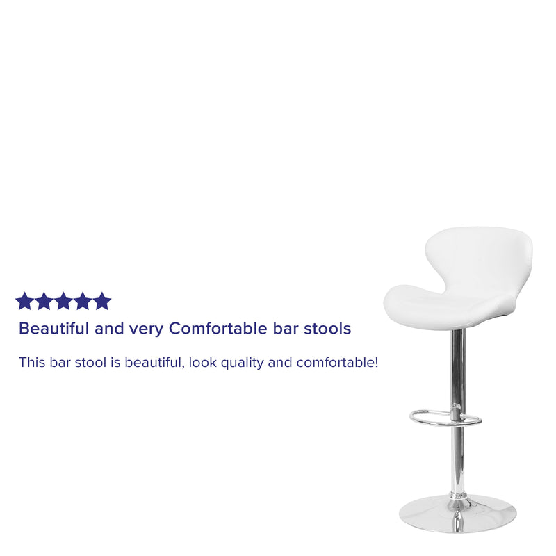Quincy Adjustable Height Barstool Contemporary Bar Height Stool with Curved Back and Chrome Base with Footrest