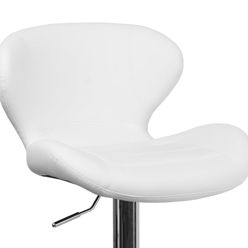Quincy Adjustable Height Barstool Contemporary Bar Height Stool with Curved Back and Chrome Base with Footrest