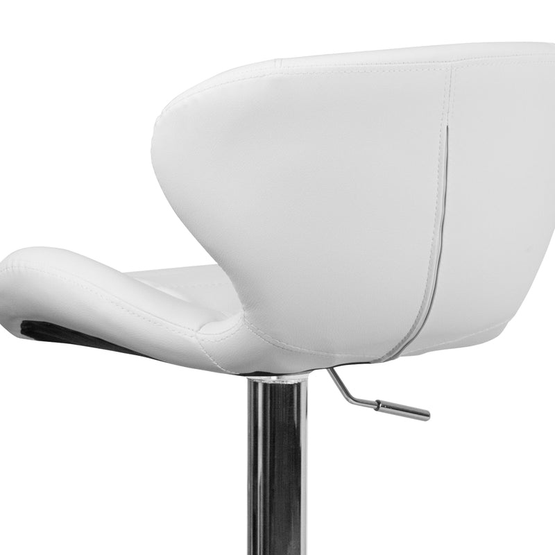 Quincy Adjustable Height Barstool Contemporary Bar Height Stool with Curved Back and Chrome Base with Footrest