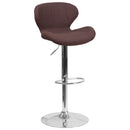 Quincy Adjustable Height Barstool with Curved Back and Chrome Base with Footrest