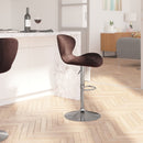 Quincy Adjustable Height Barstool with Curved Back and Chrome Base with Footrest