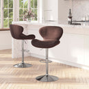Quincy Adjustable Height Barstool with Curved Back and Chrome Base with Footrest
