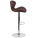 Quincy Adjustable Height Barstool with Curved Back and Chrome Base with Footrest