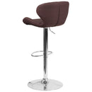Quincy Adjustable Height Barstool with Curved Back and Chrome Base with Footrest