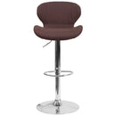 Quincy Adjustable Height Barstool with Curved Back and Chrome Base with Footrest
