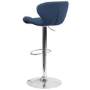 Quincy Adjustable Height Barstool with Curved Back and Chrome Base with Footrest